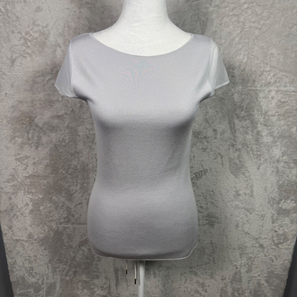 Manrico Women's Cashmere Silk Cap Short Sleeve Top‎ Made in Italy Gray M
